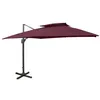 Image de vidaXL Parasol déporté avec double toit 300x300 cm rouge bordeaux