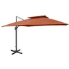 Image de vidaXL Parasol de jardin en porte-à-faux avec double toit terre cuite312382
