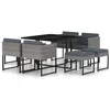 Image de vidaXL Ensemble à manger de jardin coussins 9pcs Résine tressée Gris313100