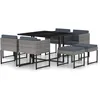 Image de Vidaxl Salon De Jardin 9 Pcs Avec Coussins RÃ©sine TressÃ©e Gris