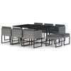 Image de vidaXL Ensemble à manger de jardin coussins 11 pcs Résine tressée Gris313101
