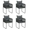 Image de vidaXL Chaises d'extérieur lot de 4 avec oreillers Résine tressée Noir