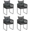Image de Vidaxl Chaises D'extÃ©rieur 4 Pcs Avec Oreillers RÃ©sine TressÃ©e Noir