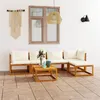 Image de vidaXL Salon de jardin 6 pcs avec coussin Crème Bois d'acacia solide3057636