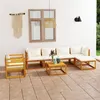 Image de vidaXL Salon de jardin 7 pcs avec coussin Crème Bois d'acacia solide3057637