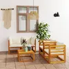 Image de vidaXL Salon de jardin 5 pcs avec coussin Crème Bois d'acacia solide3057640