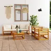 Image de vidaXL Salon de jardin 6 pcs avec coussin Crème Bois d'acacia solide3057641