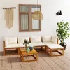 Image de vidaXL Salon de jardin 6 pcs avec coussin Crème Bois d'acacia solide3057655