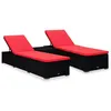 Image de vidaXL Chaises longues de jardin table à thé 3 pcs Résine tressée Noir3057667