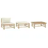 Image de Vidaxl Salon De Jardin 3 Pcs Avec Coussins Blanc CrÃ¨me Bambou