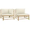 Image de vidaXL Salon de jardin 2 pcs avec coussins blanc crème Bambou313143