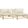 Image de Vidaxl Salon De Jardin 2 Pcs Avec Coussins Blanc CrÃ¨me Bambou