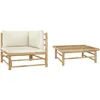 Image de Vidaxl Salon De Jardin 2 Pcs Avec Coussins Blanc CrÃ¨me Bambou