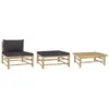Image de vidaXL Salon de jardin 3 pcs avec coussins gris foncé Bambou313150