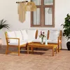 Image de vidaXL Salon de jardin 4 pcs avec coussin Crème Bois d'acacia solide3057769