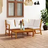 Image de vidaXL Salon de jardin 4 pcs avec coussin Crème Bois d'acacia solide3057771
