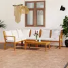 Image de vidaXL Salon de jardin 5 pcs avec coussin Crème Bois d'acacia solide3057773