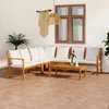 Image de vidaXL Salon de jardin 6 pcs avec coussin Crème Bois d'acacia solide3057774