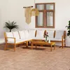 Image de Vidaxl Salon De Jardin 6 Pcs Avec Coussin CrÃ¨me Bois D'acacia Solide