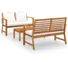 Image de Vidaxl Salon De Jardin 3 Pcs Avec Coussin Bois D'acacia Solide