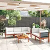 Image de vidaXL Salon de jardin 6 pcs avec coussins Crème Bois d'acacia solide3057886