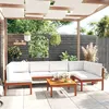 Image de vidaXL Salon de jardin 7 pcs avec coussins Crème Bois d'acacia solide3057898