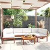Image de Vidaxl Salon De Jardin 7 Pcs Avec Coussins CrÃ¨me Bois D'acacia Solide