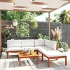 Image de vidaXL Salon de jardin 6 pcs avec coussins Crème Bois d'acacia solide3057899