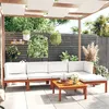 Image de vidaXL Salon de jardin 6 pcs avec coussins Crème Bois d'acacia solide3057900