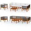 Image de vidaXL Salon de jardin 7 pcs avec coussins Crème Bois d'acacia solide3057905