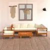 Image de vidaXL Salon de jardin 7 pcs avec coussins blanc crème Bois d'acacia
