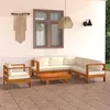 Image de vidaXL Salon de jardin 7 pcs avec coussins blanc crème Bois d'acacia