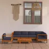 Image de Vidaxl Salon De Jardin 7 Pcs Avec Coussins Gris FoncÃ© Bois D'acacia