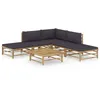 Image de vidaXL Salon de jardin 6 pcs avec coussins gris foncé bambou3058188