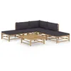 Image de vidaXL Vidaxl Salon De Jardin 6 Pcs Avec Coussins Gris Foncé Bambou