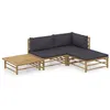 Image de vidaXL Salon de jardin 4 pcs avec coussins gris foncé bambou3058190