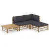 Image de Salon De Jardin 4 PiÃ¨ces Avec Coussins En Bambou Gris FoncÃ©, Modulaire, Pour Patio ExtÃ©rieur