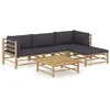 Image de vidaXL Salon de jardin 5 pcs avec coussins gris foncé bambou3058194