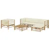 Image de Vidaxl Salon De Jardin 6 Pcs Avec Coussins Blanc CrÃ¨me Bambou