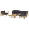 Image de vidaXL Salon de jardin 6 pcs avec coussins gris foncé bambou3058196
