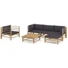 Image de Vidaxl Salon De Jardin 6 Pcs Avec Coussins Gris FoncÃ© Bambou