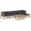 Image de vidaXL Salon de jardin 6 pcs avec coussins gris foncé bambou3058198