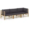 Image de vidaXL Salon de jardin 3 pcs avec coussins gris foncé bambou3058204