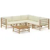 Image de vidaXL Salon de jardin 6 pcs avec coussins blanc crème bambou3058213
