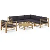 Image de vidaXL Salon de jardin 7 pcs avec coussins gris foncé bambou