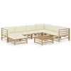 Image de vidaXL Salon de jardin 8 pcs avec coussins blanc crème bambou3058219