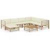 Image de Vidaxl Salon De Jardin 8 Pcs Avec Coussins Blanc CrÃ¨me Bambou