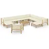 Image de vidaXL Salon de jardin 12 pcs avec coussins blanc crème bambou3058225