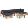 Image de vidaXL Ensemble De Salon De Jardin 7 Pièces Avec Coussins En Bambou Gris Foncé, Mobilier Modulaire