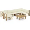 Image de vidaXL Salon de jardin 7 pcs avec coussins blanc crème bambou3058233